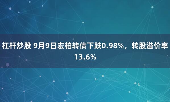 杠杆炒股 9月9日宏柏转债下跌0.98%，转股溢价率13.6%